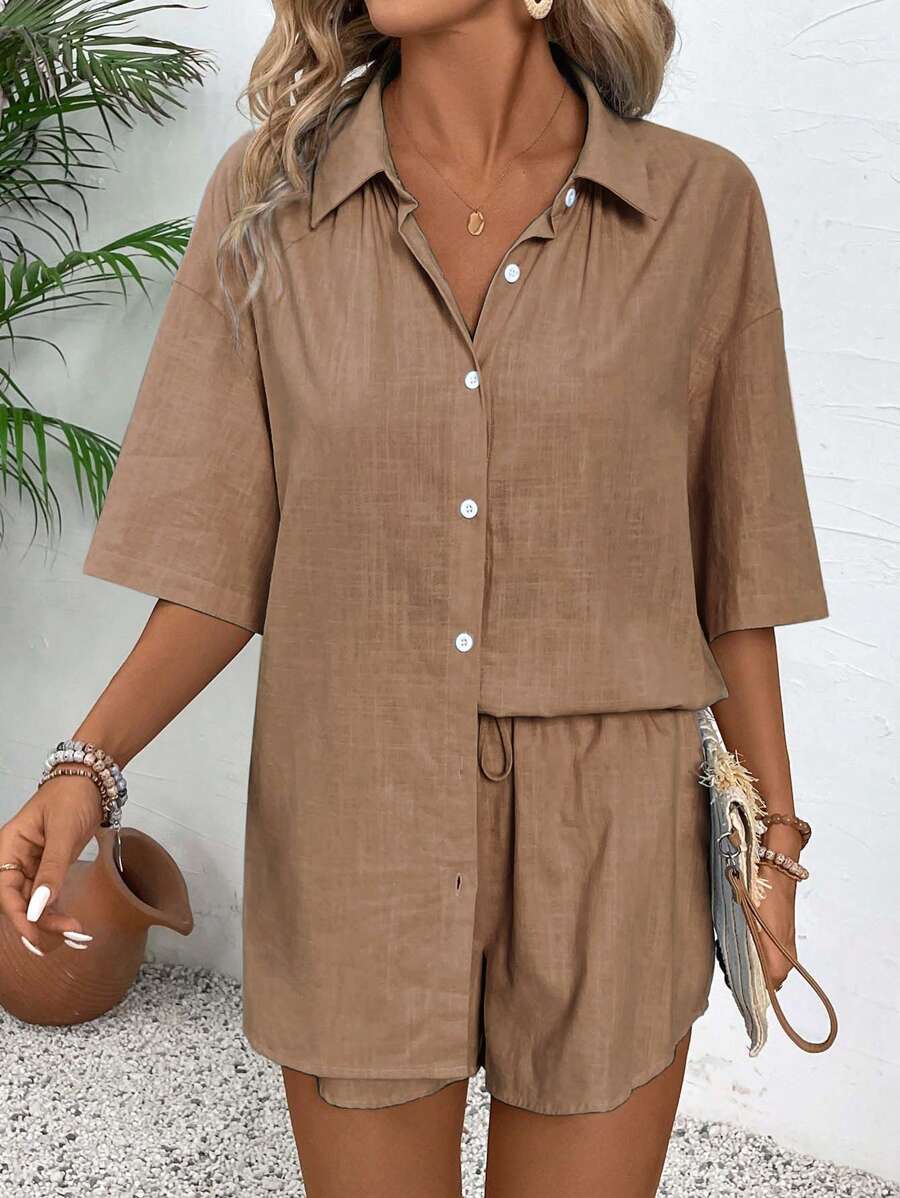 Knot Drawstring Casual Chic Matching Set