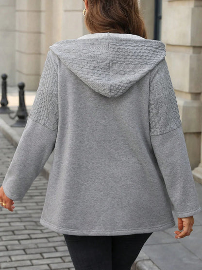 Hooded Zip Up Drawstring Coat For Casual Fall Winter Wear