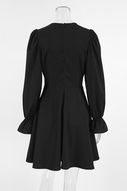 Elegant Patchwork Zipper Peter Pan Collar A Line Dresses