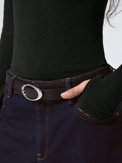 Solid Color Long Sleeve Tee Fitted Casual Round Neck