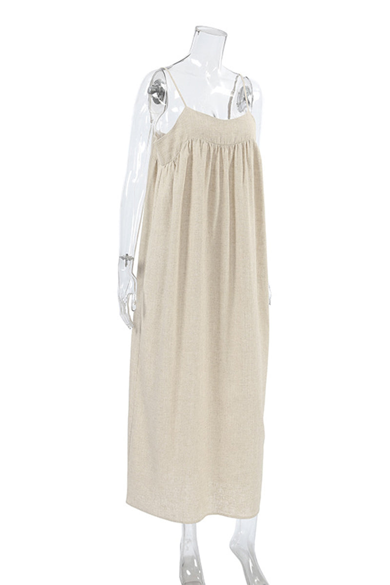 Casual Pocket Patchwork U Neck Sling Dresses