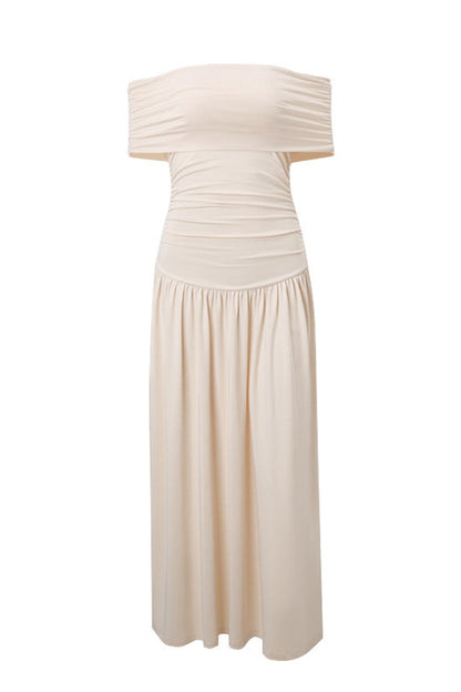 Sexy Ruched Off Shoulder Long Dresses