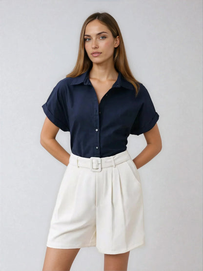 Front Open Collar Casual Shirt Button Front Classic Fit