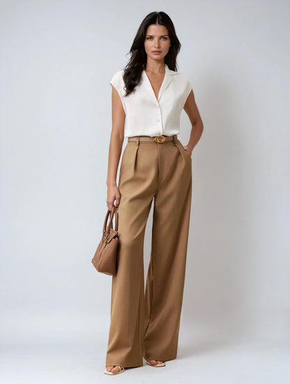 Satin Lapel Blouse Casual Elegant Collection Chic Wardrobe