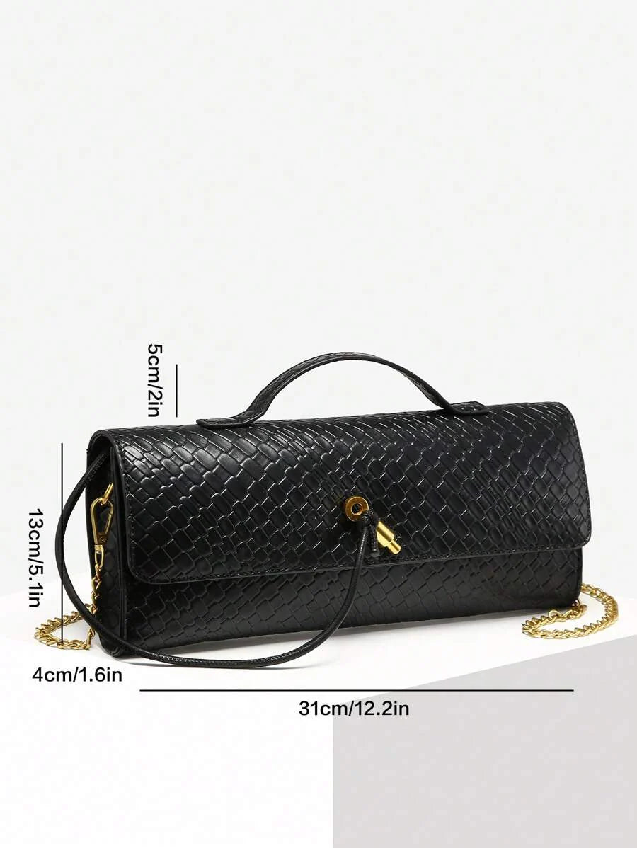 Woven Texture Kisslock Clutch Evening Bag