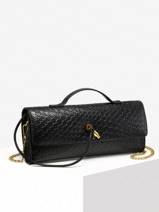 Woven Texture Kisslock Clutch Evening Bag