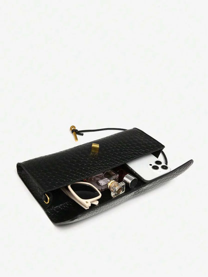 Woven Texture Kisslock Clutch Evening Bag