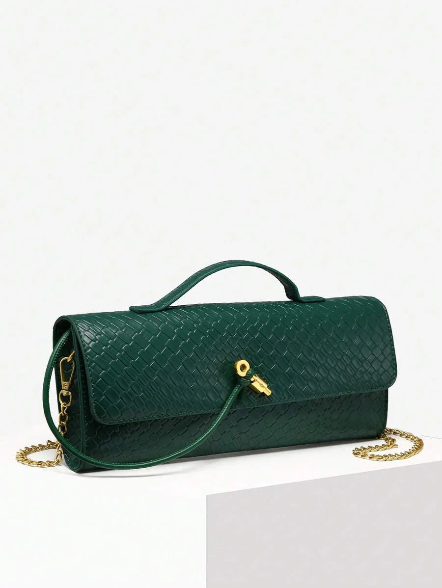 Woven Texture Kisslock Clutch Evening Bag