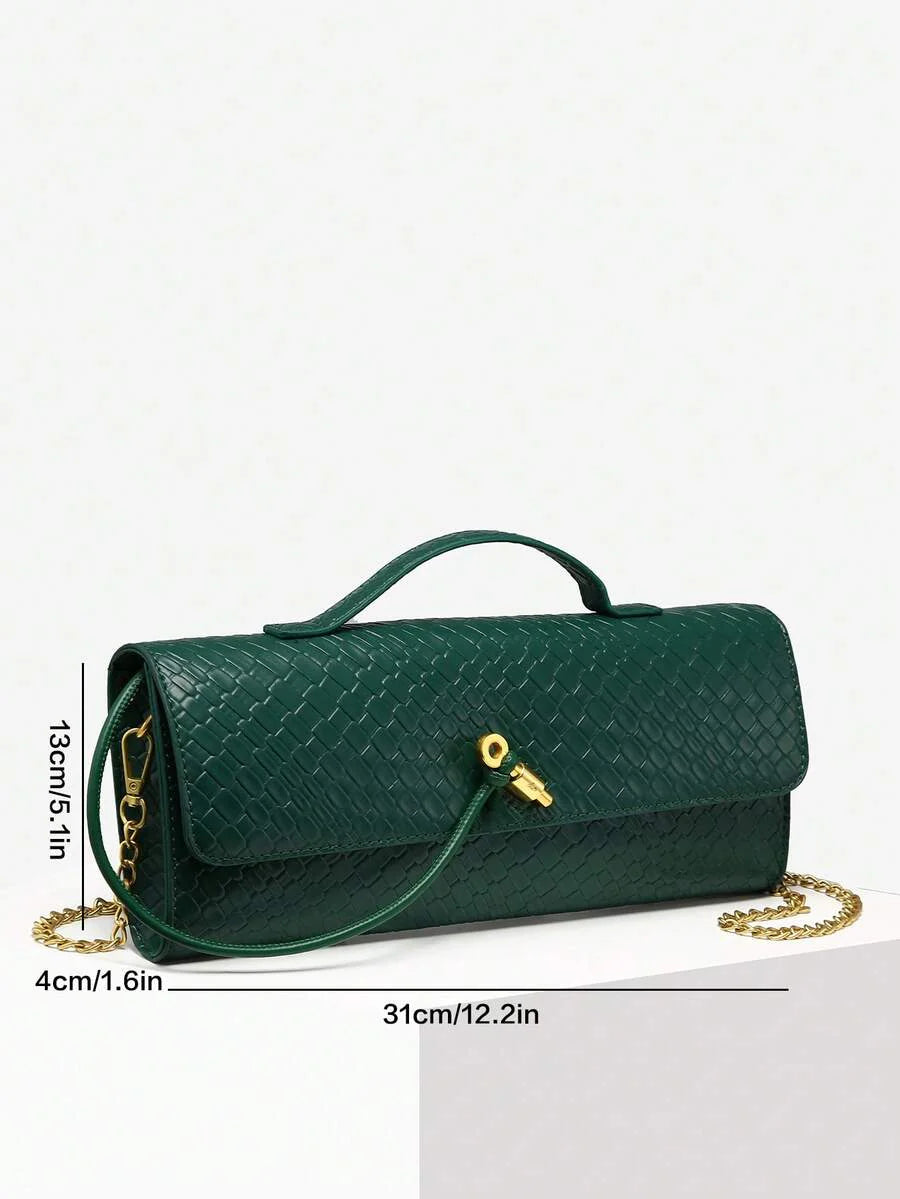 Woven Texture Kisslock Clutch Evening Bag