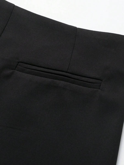 Asymmetric Skort For Casual Everyday Wear With Zipper Fly Faux Pockets And Travel Ready Comfort