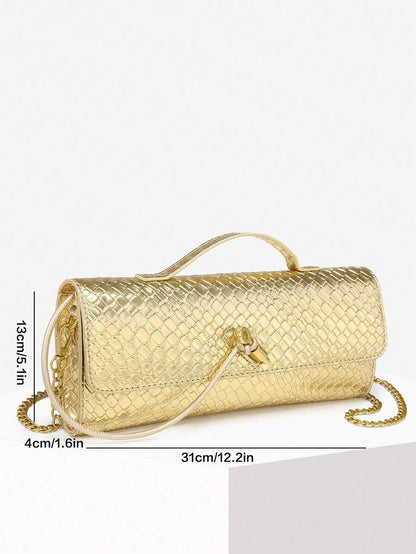Woven Texture Kisslock Clutch Evening Bag