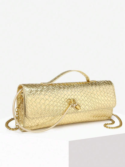 Woven Texture Kisslock Clutch Evening Bag