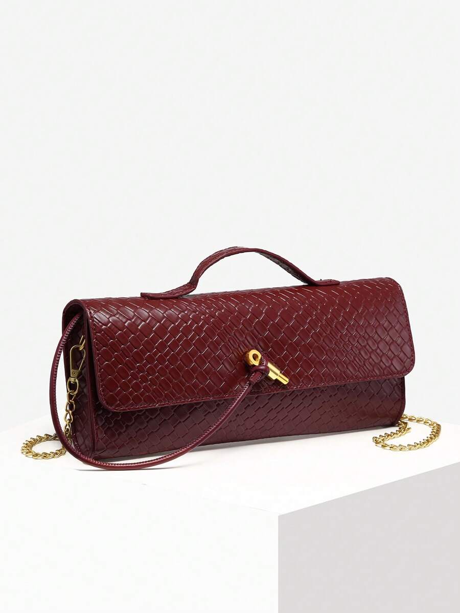 Woven Texture Kisslock Clutch Evening Bag