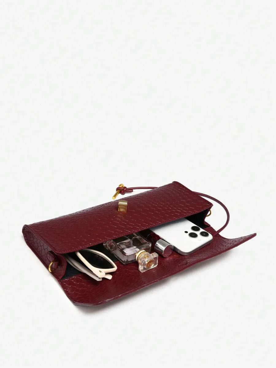 Woven Texture Kisslock Clutch Evening Bag