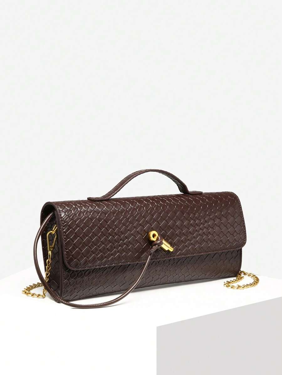 Woven Texture Kisslock Clutch Evening Bag