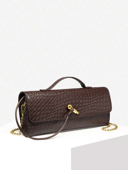 Woven Texture Kisslock Clutch Evening Bag