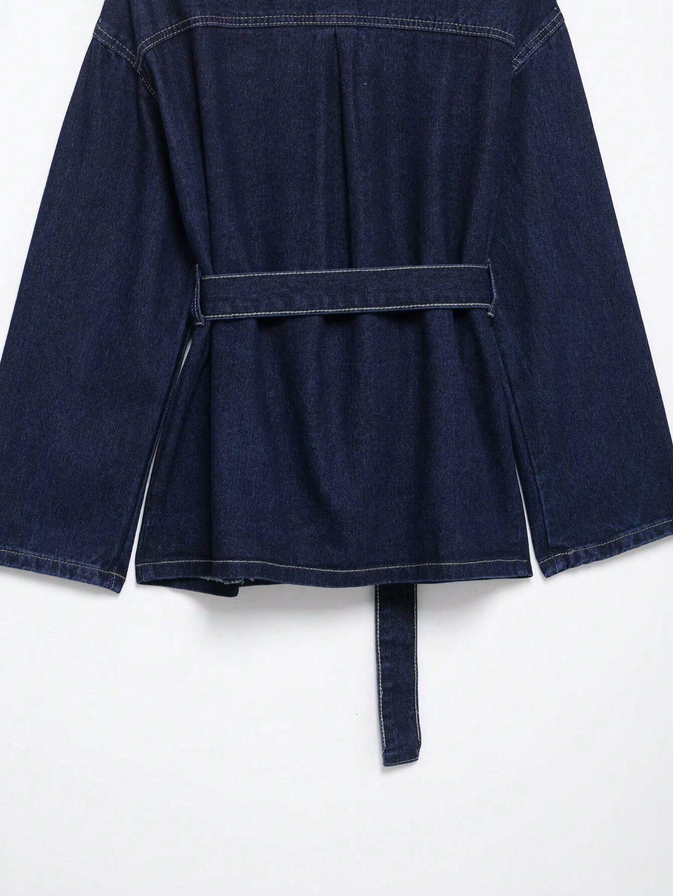 Retro Belted Denim Collar Jacket