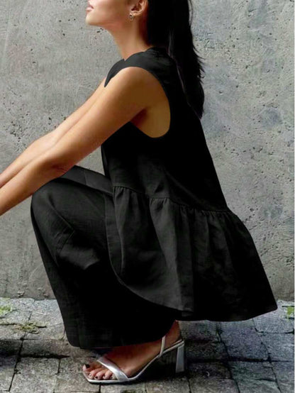 Frill Neck Deep V Two Piece Set