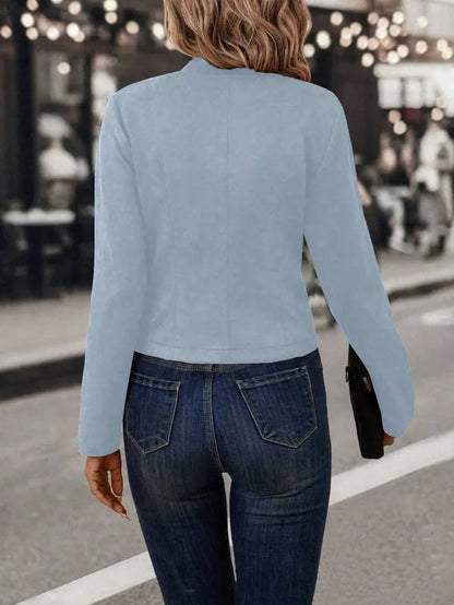 Double Breasted Short Jacket With Stand Collar Comfort