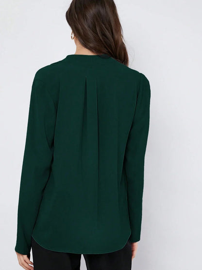 Elegant Pleated Blouse For Office Wear Folded Detailing