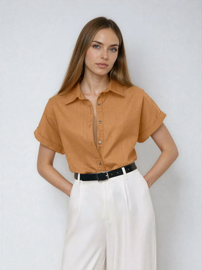Front Open Collar Casual Shirt Button Front Classic Fit