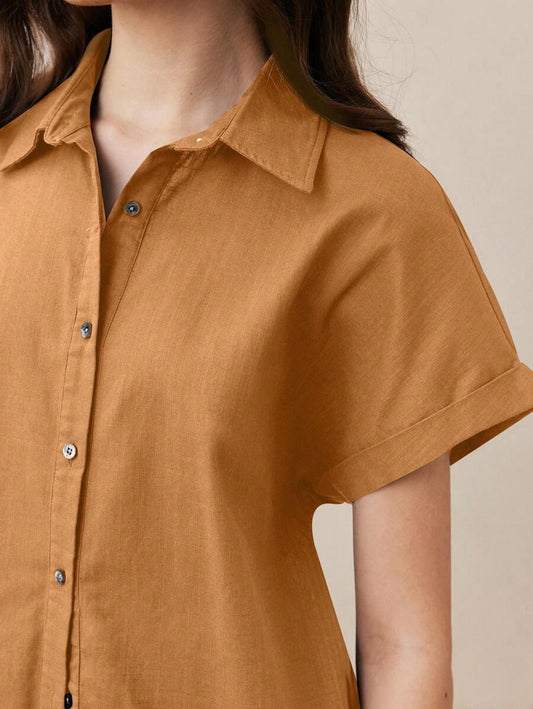 Front Open Collar Casual Shirt Button Front Classic Fit