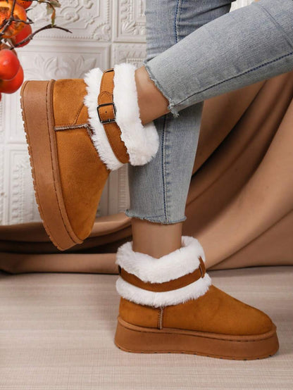 2025Women Snow Boots Winter New Warm Plush Lined Soft Bottom One-Push Bow Decor Thick Sole Boots