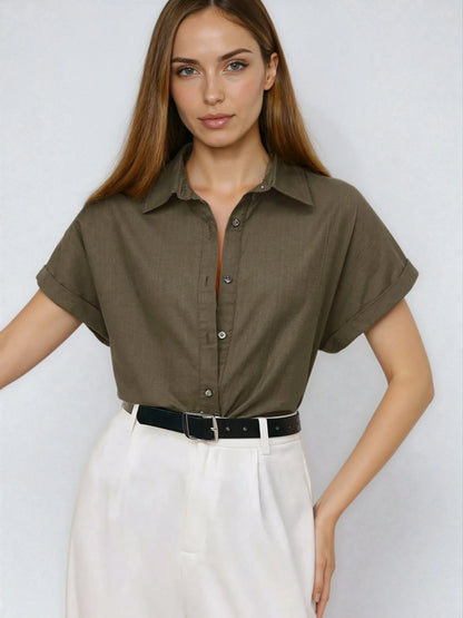 Front Open Collar Casual Shirt Button Front Classic Fit