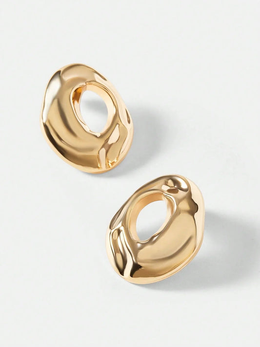 18K Gold Plated Textured Hoop Earrings For Everyday Wear