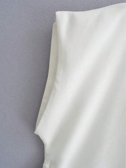 Solid Color Cross Belt Vest Top With Lace Up V Neck Batwing Sleeve Casual Spring Autumn