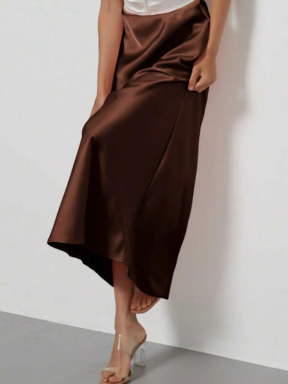 Elastic Satin Maxi Skirt