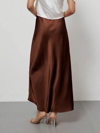 Elastic Satin Maxi Skirt