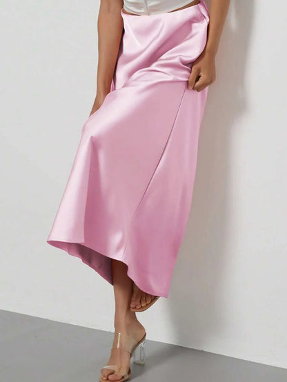 Elastic Satin Maxi Skirt