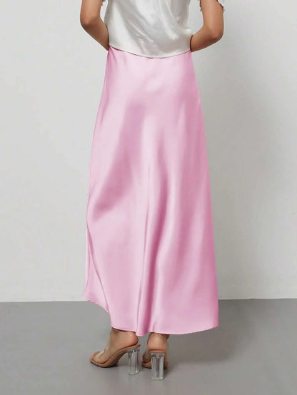 Elastic Satin Maxi Skirt
