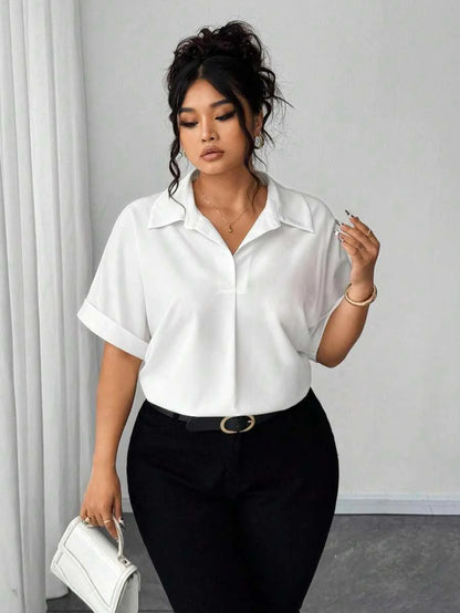 Batwing Sleeve Button Front Shirt Plus Size Casual Top