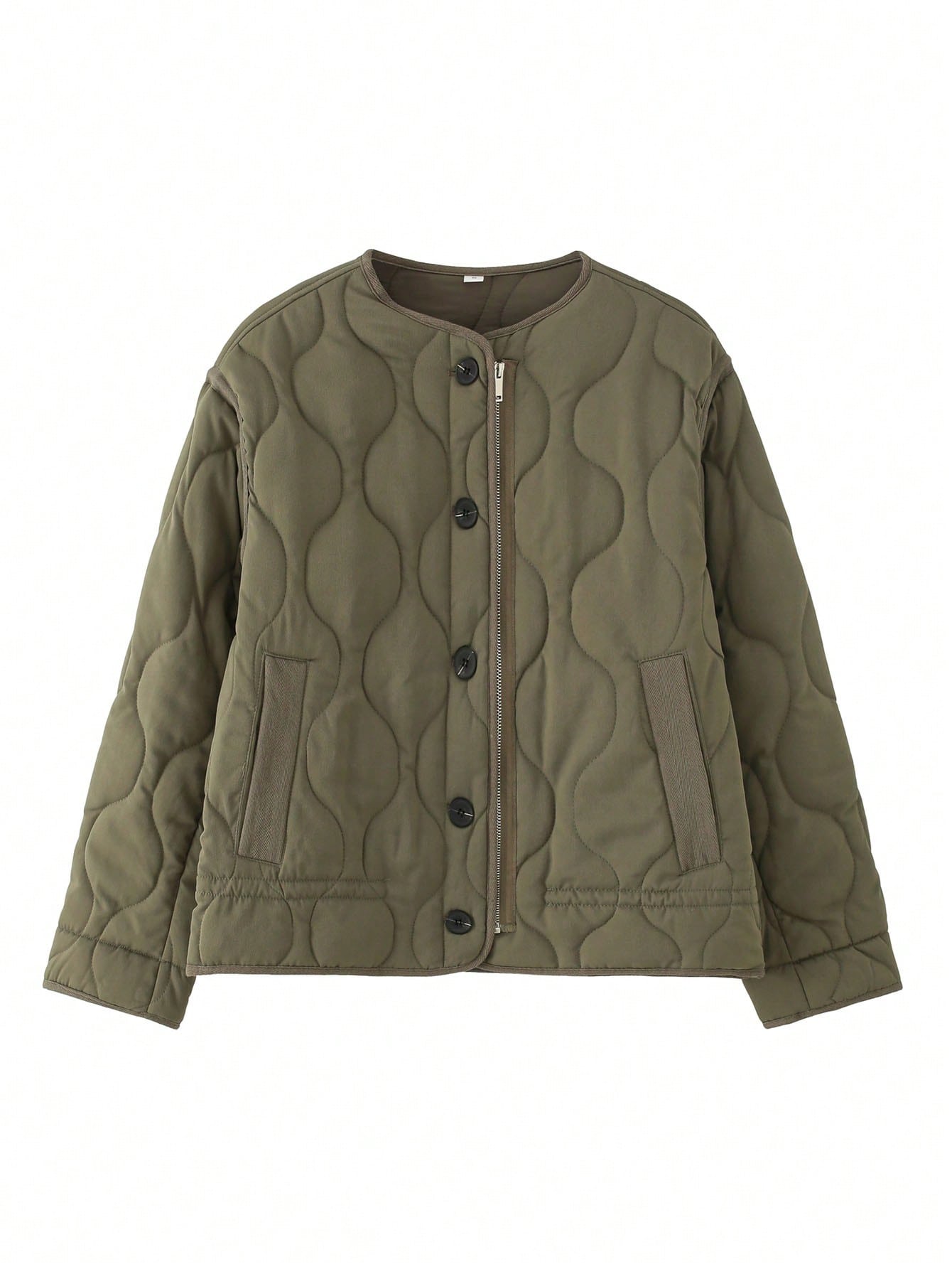 Quilted Padded Zip Front Jacket With Pockets