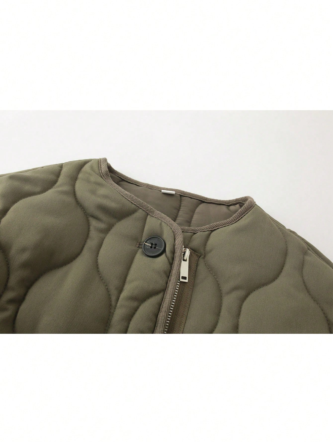 Quilted Padded Zip Front Jacket With Pockets