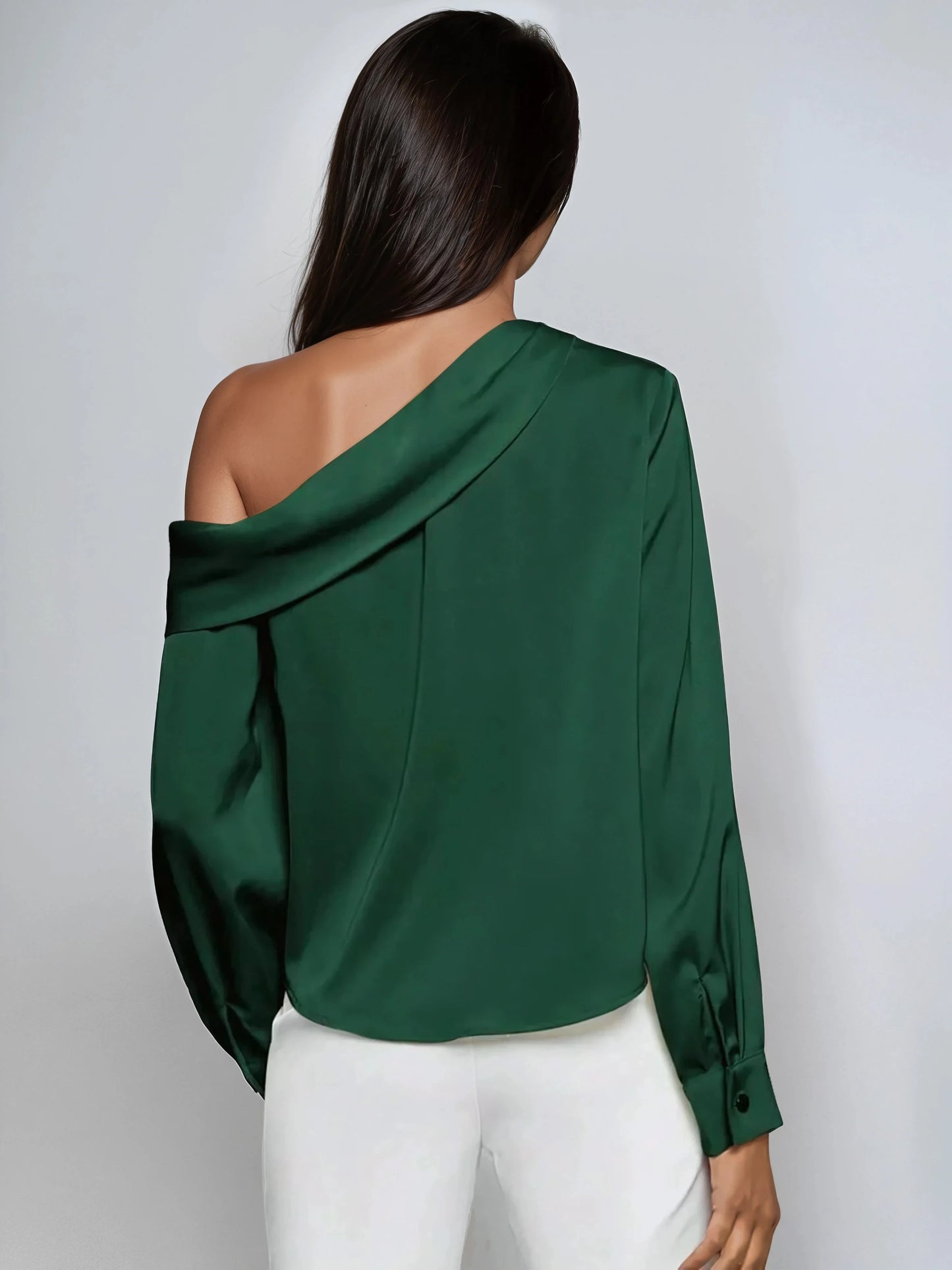 Elegant Satin Blouse With Draped Ruched Silhouette
