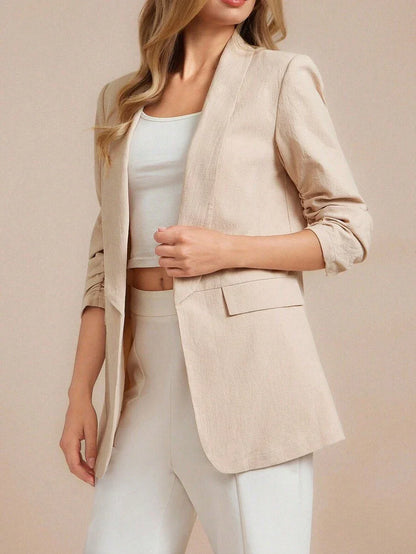 Shawl Collar Blazer Three Quarter Sleeve Unlined Chic
