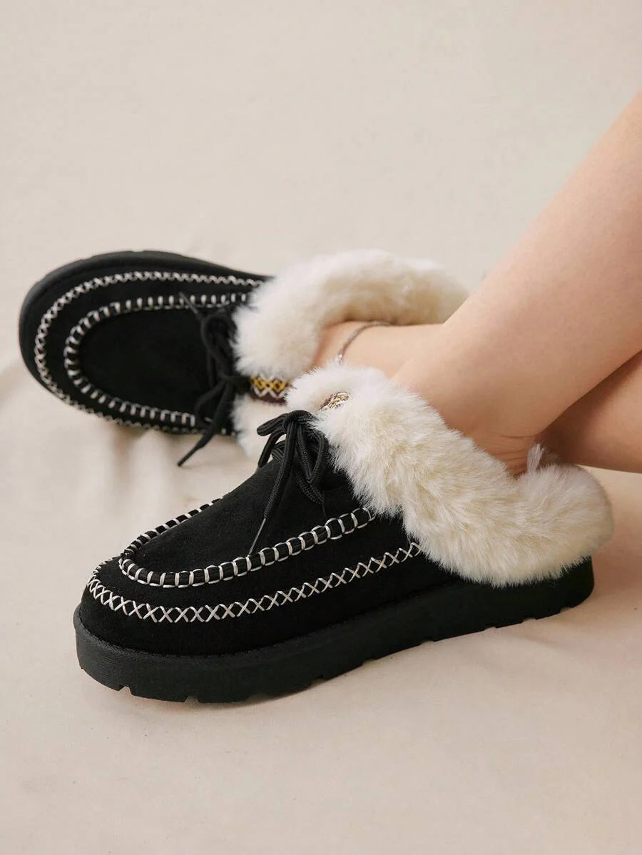 CUCCOO EASI Women's Thick Sole Warm Round Toe Low-Top Snow Boots, Autumn/Winter