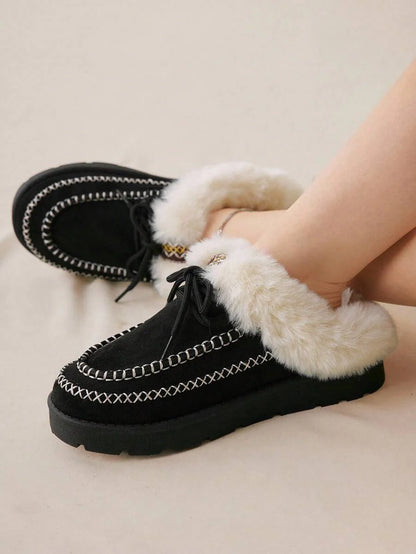 CUCCOO EASI Women's Thick Sole Warm Round Toe Low-Top Snow Boots, Autumn/Winter