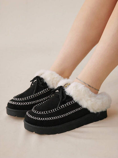 CUCCOO EASI Women's Thick Sole Warm Round Toe Low-Top Snow Boots, Autumn/Winter