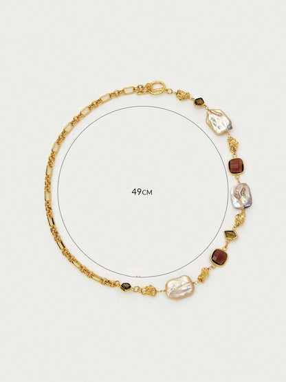 Asymmetrical Faux Pearl Necklace With Gold Finish Glam