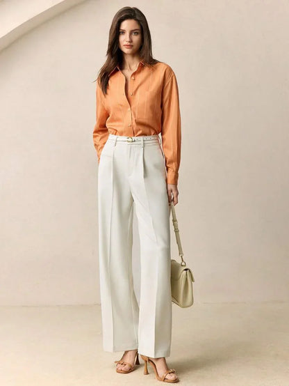 Lapel Button Front Shirt With Pocket Details For Office