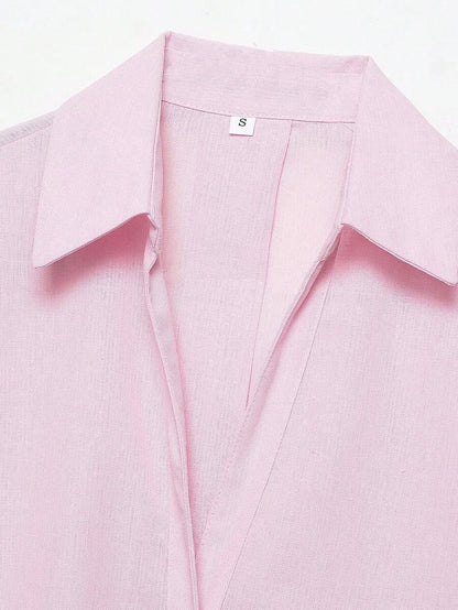 Sky Blue Button Front Shirt For Women Casual Office Everyday Wear Versatile Daily Shirt