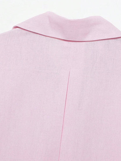 Sky Blue Button Front Shirt For Women Casual Office Everyday Wear Versatile Daily Shirt