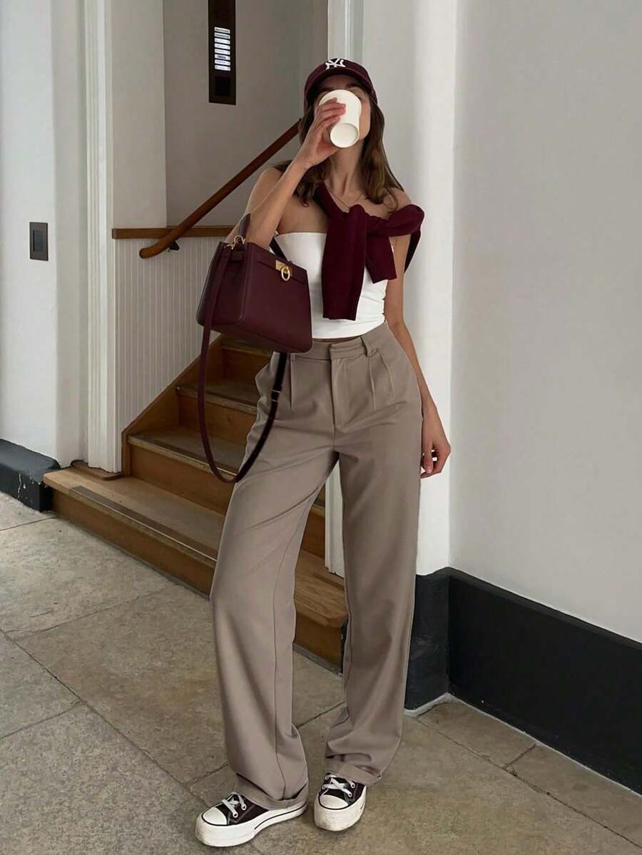 Vintage Glam High Waist Loose Pants