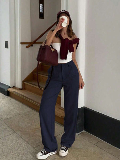 Vintage Glam High Waist Loose Pants