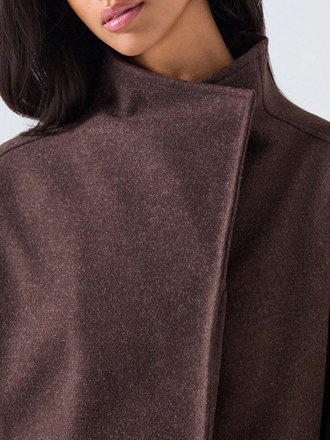 Minimalist Wool Blend Jacket Double Breasted With Pockets