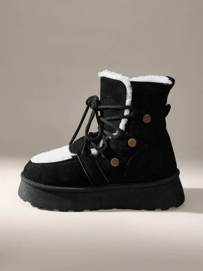 CUCCOO EASI Women's Thick Sole Warm Round Toe Low-Top Snow Boots, Autumn/Winter